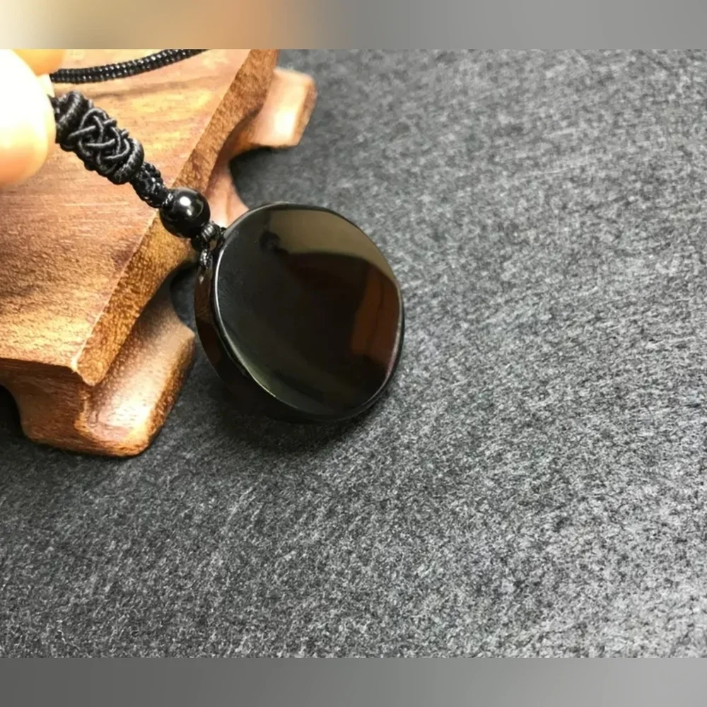 Obsidian Men's Frosted Tree of Life Necklace Pendant